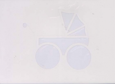 Karte mit Ausschnitt Kinderwagen, weiss